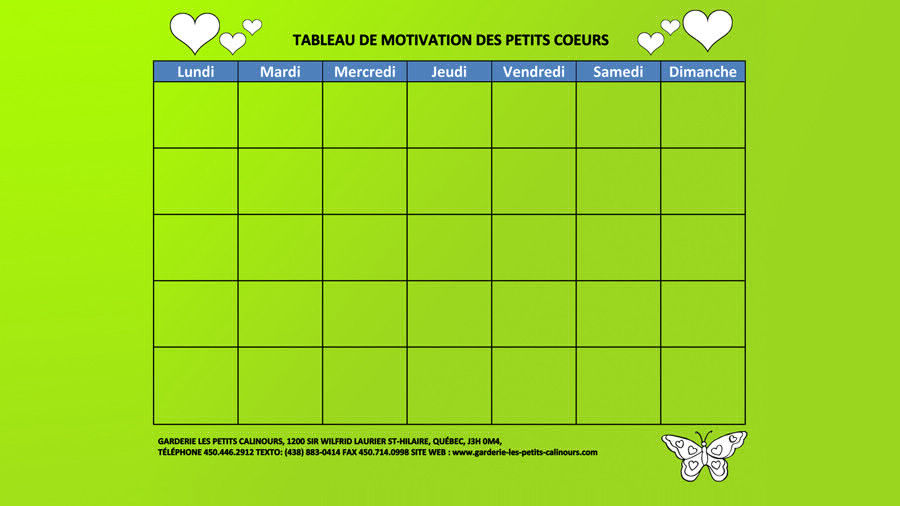 Tableau de Motivation de la garderie